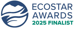 ECOSTAR Awards 2025 Finalist logo with blue and white design